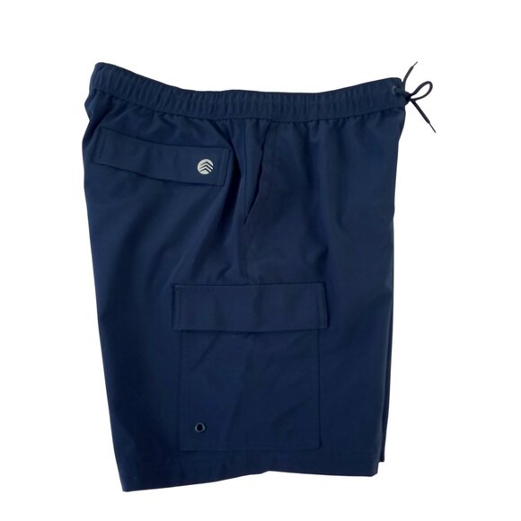 Solaris Navy Blue Athletic Workout Cargo Shorts Elastic Drawstring Waist - Picture 5 of 8